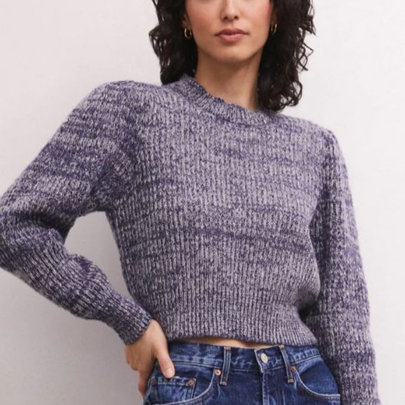 NWT Z Supply Polly Denim Look Sweater - Indigo SIZE XS S M L - Picture 2 of 3